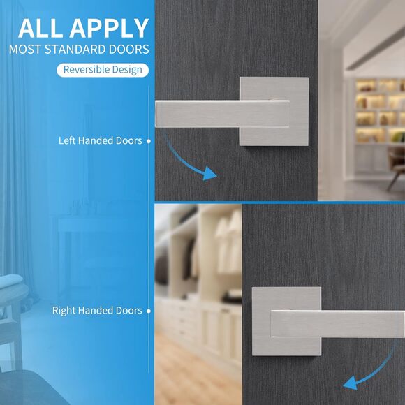 Passage Door Handle Satin Nickel Closet Passage Door Handle Lever Interior 4pk - Picture 4 of 6